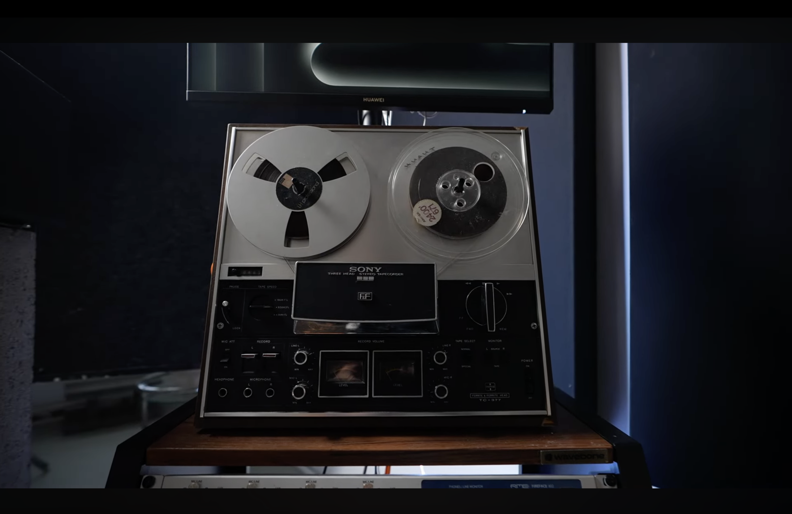 Analog tape machine in the studio